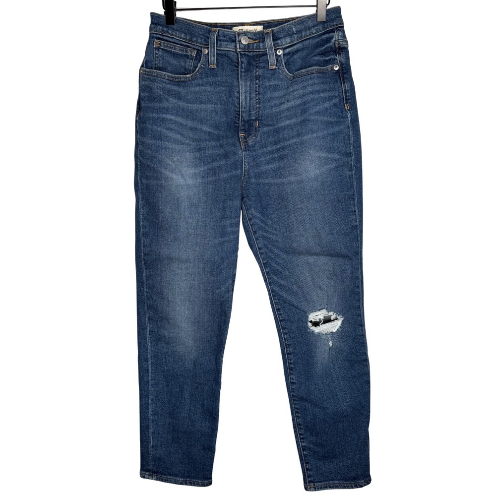 Madewell Mom Jeans 28 High Rise Distressed Crop Denim Blue
